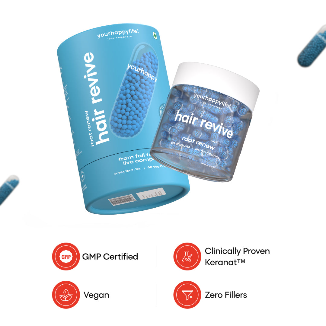 YourHappy Hair with Patented Keranat, Biotin, DHT Blocking Blend and Essential Hair Growth Nutrients