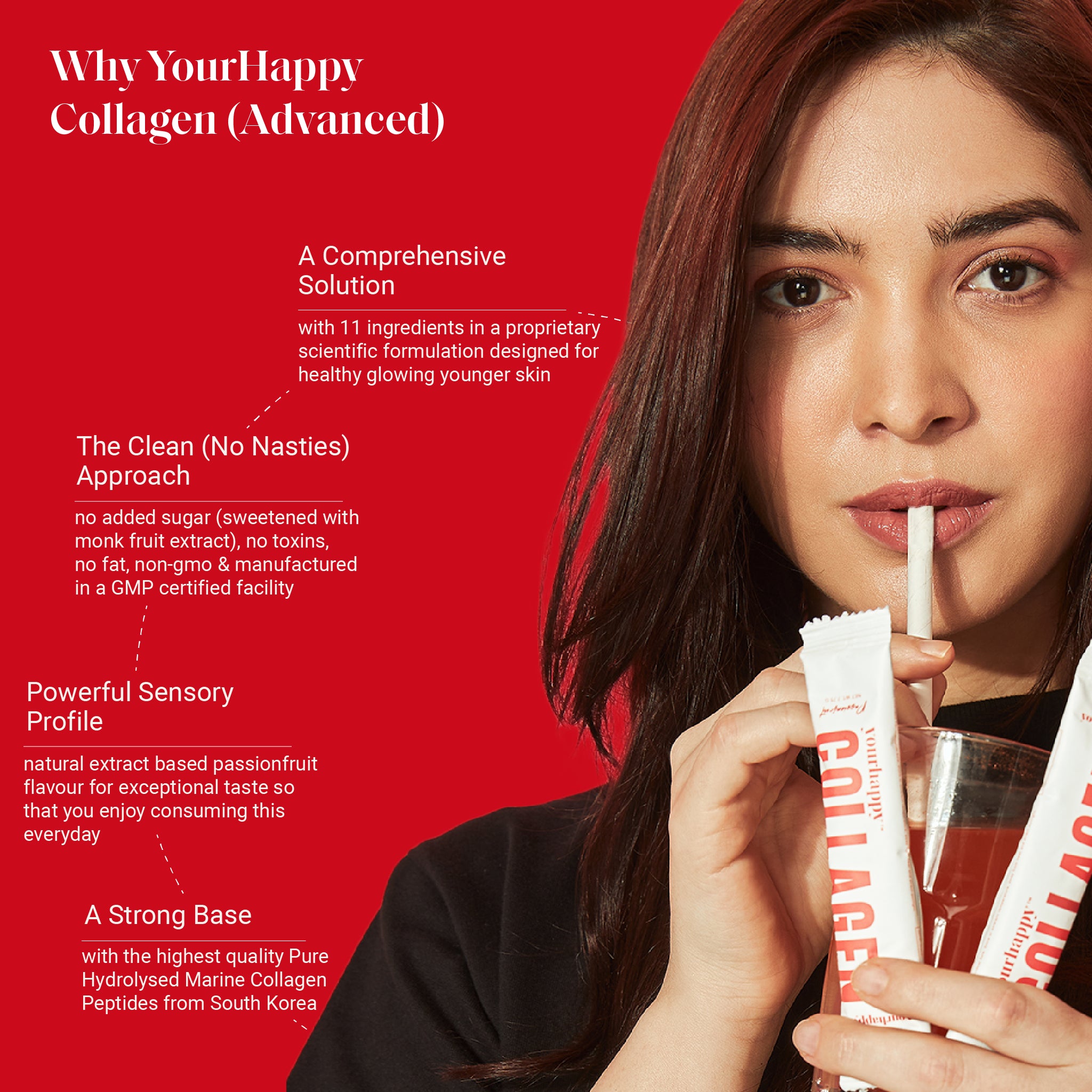 YourHappy Collagen (Advanced) Pack of 2 + Kiro Beauty Niacinamide Face Serum