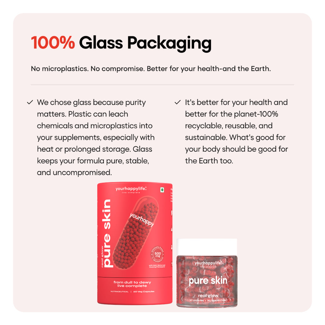 Pure Skin Advanced 500mg L-Glutathione with Primrose Oil, Vitamin C & E, NAC, Retinol & Niacinamide