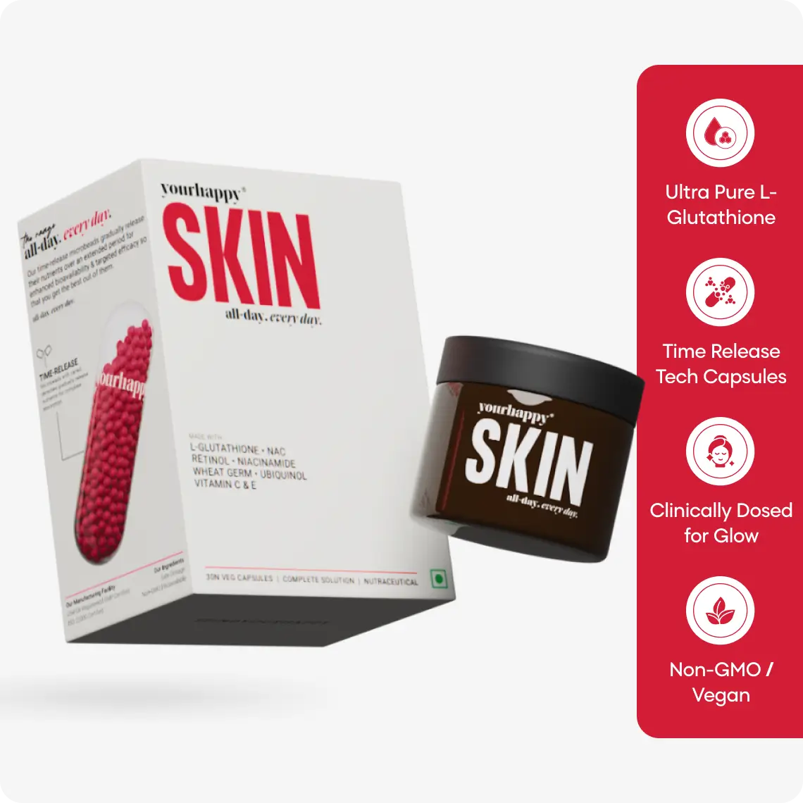 YourHappy Skin with L-Glutathione, Niacinamide, Retinol, Vitamins C & E