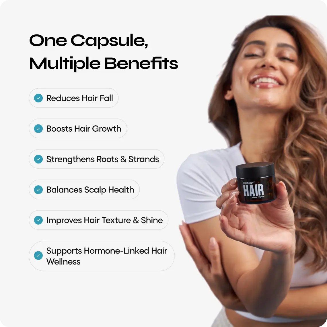 YourHappy Hair with Patented Keranat, Biotin, DHT Blocking Blend and Essential Hair Growth Nutrients