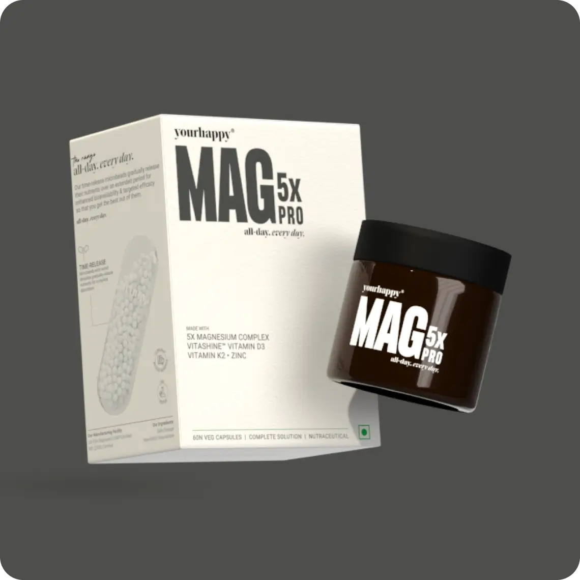 Mag5x Pro | Five Magnesium Complex with Vitamin D3, K2 & Zinc | 330 MG Elemental Magnesium