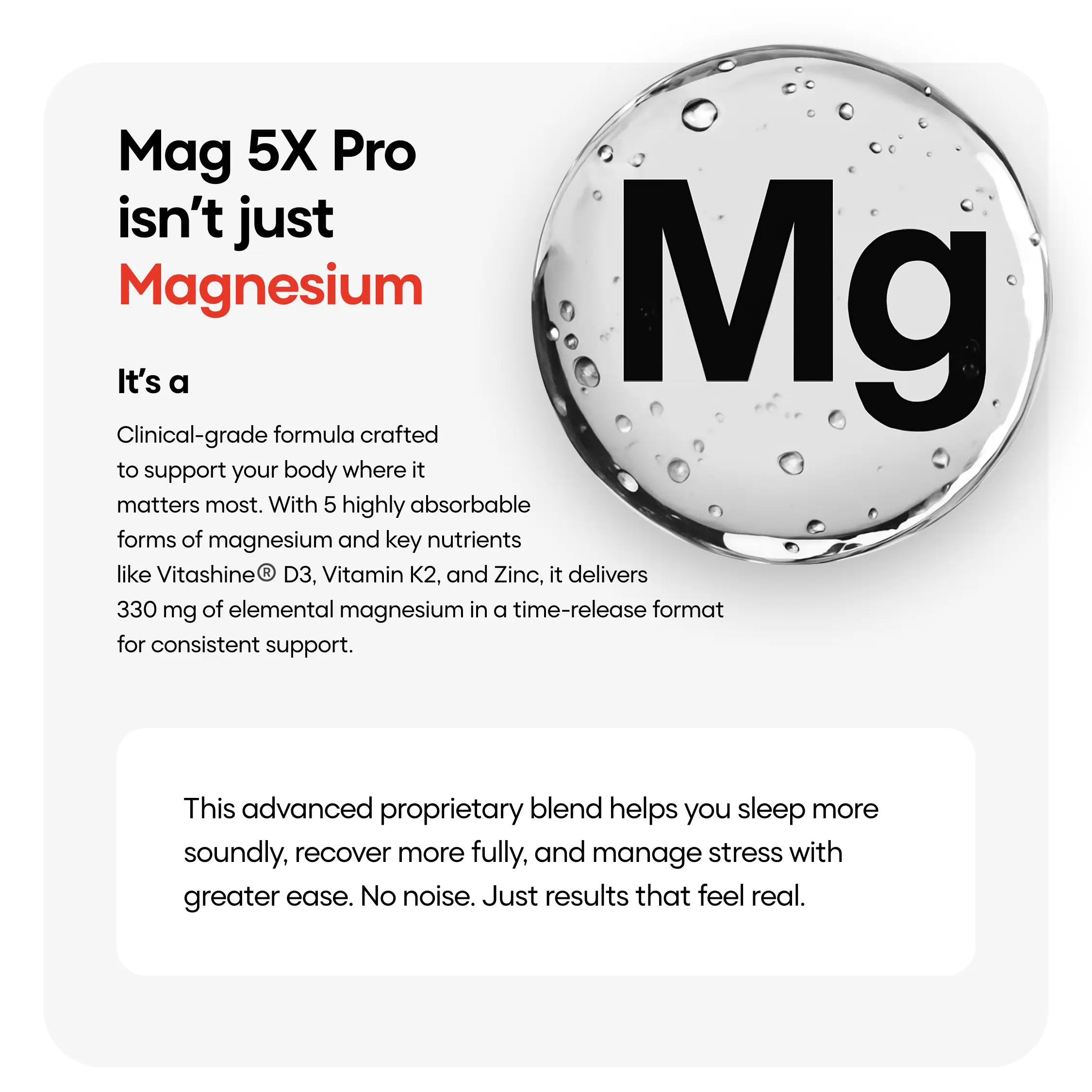 Mag5x Pro | Five Magnesium Complex with Vitamin D3, K2 & Zinc | 330 MG Elemental Magnesium