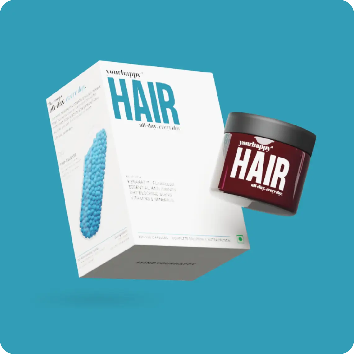 YourHappy Hair with Patented Keranat, Biotin, DHT Blocking Blend and Essential Hair Growth Nutrients