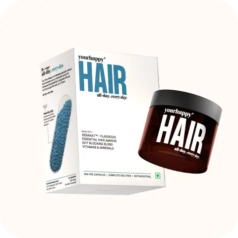 YourHappy Hair with Patented Keranat, Biotin, DHT Blocking Blend and Essential Hair Growth Nutrients